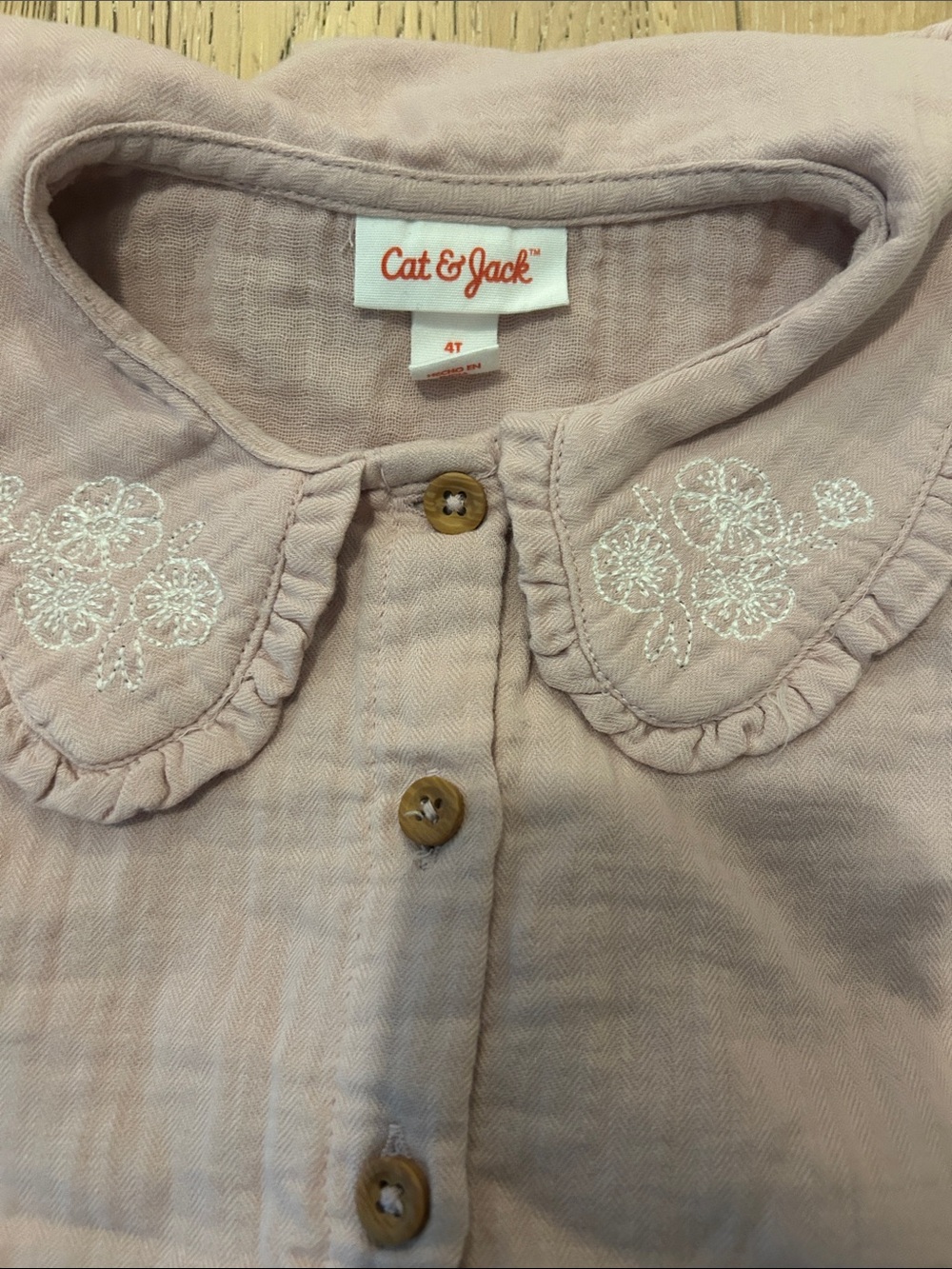 Cat & Jack Light Pink Button-Front Ruffle Top - Picture 4 of 5